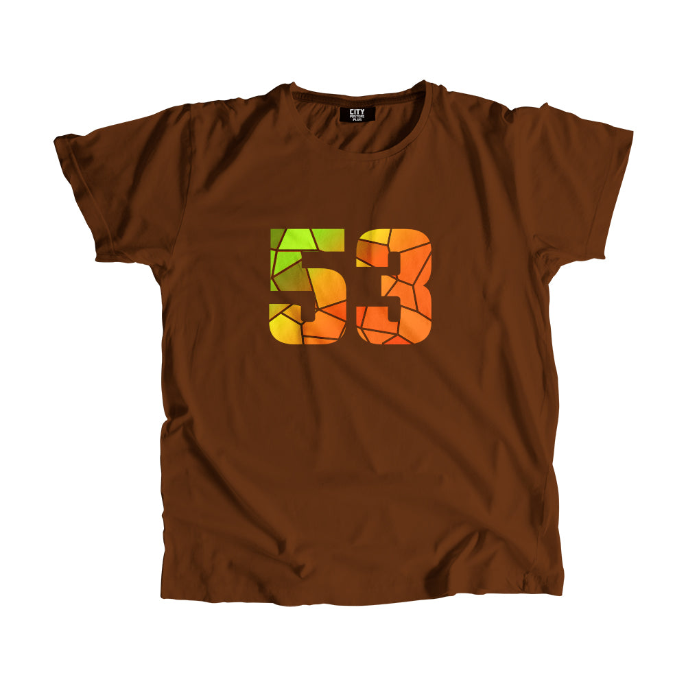 53 Number Men Unisex T-Shirt (Brown)
