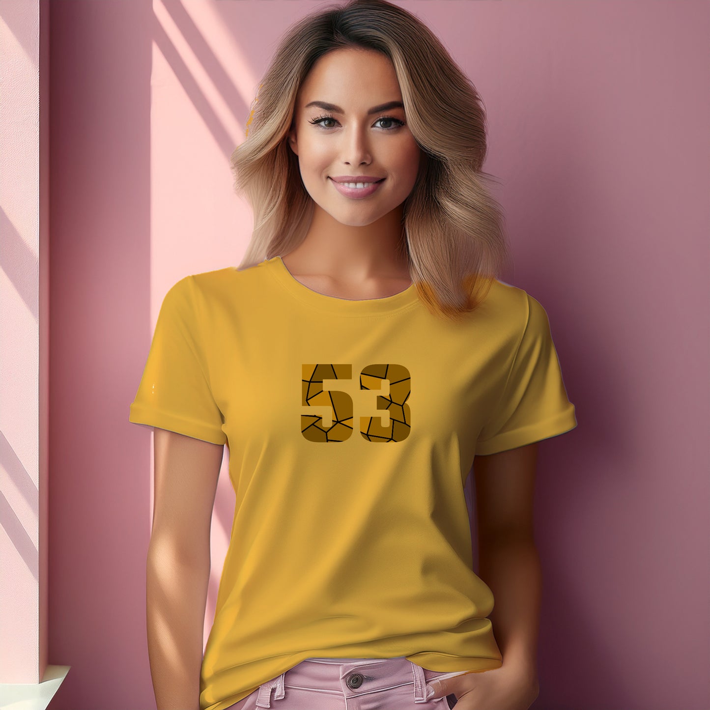 53 Number Women T-Shirt (Golden Yellow)