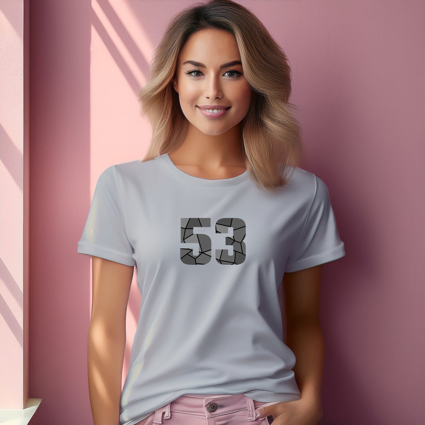 53 Number Women T-Shirt (Melange Grey)