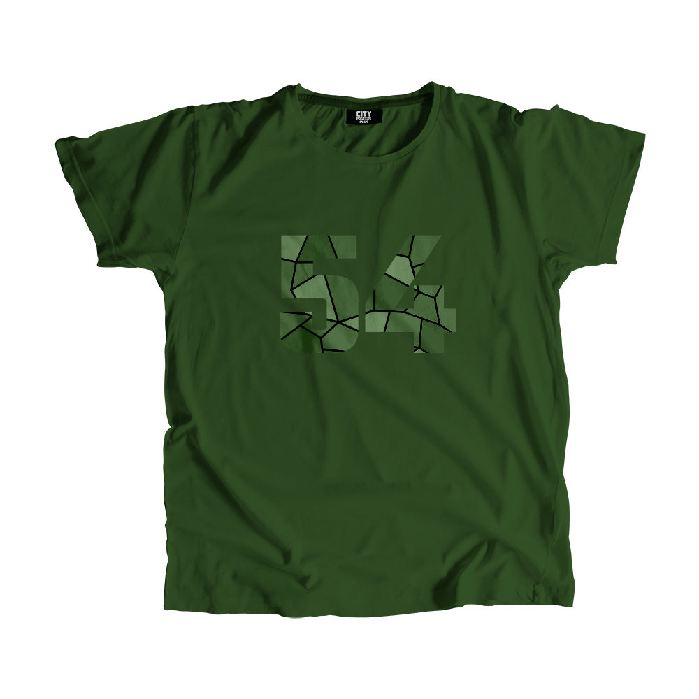 54 Number Men Unisex T-Shirt (Olive Green)