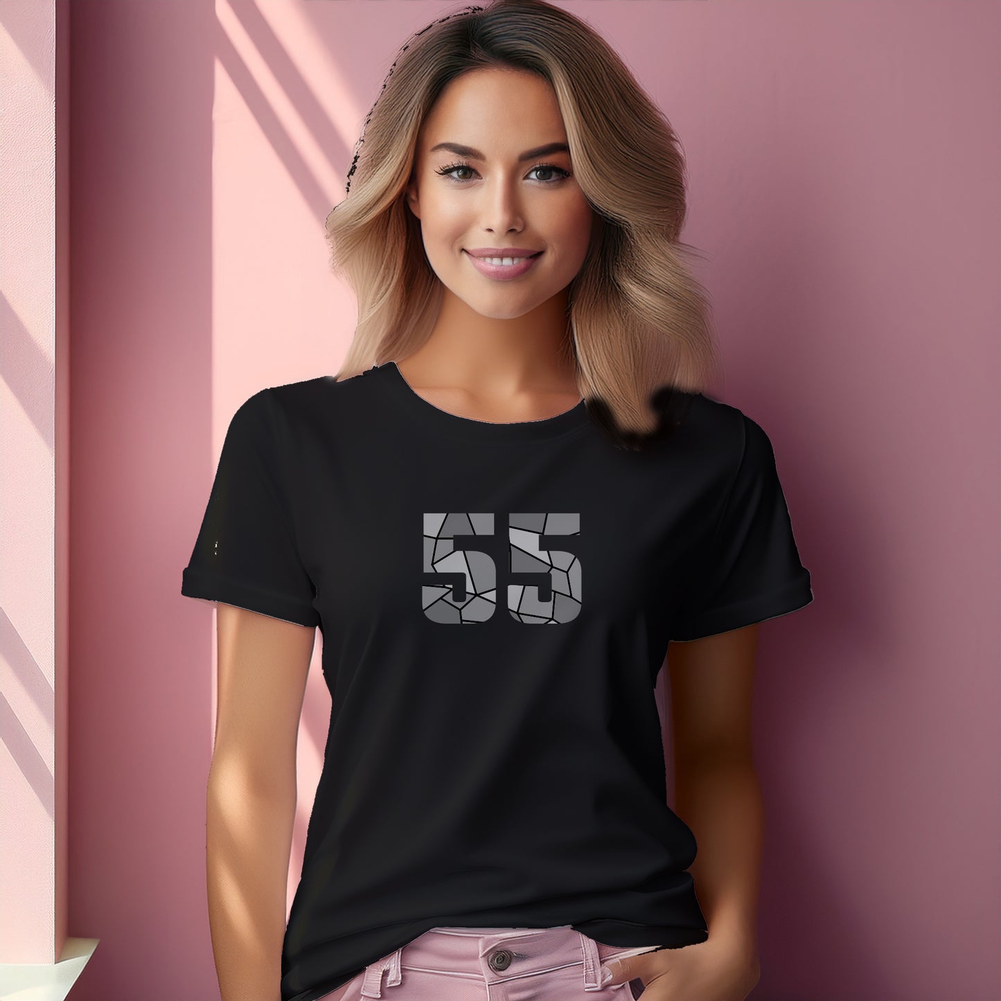 55 Number Women T-Shirt (Black)