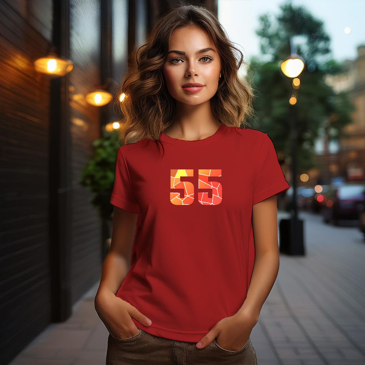 55 Number Women T-Shirt (Red)