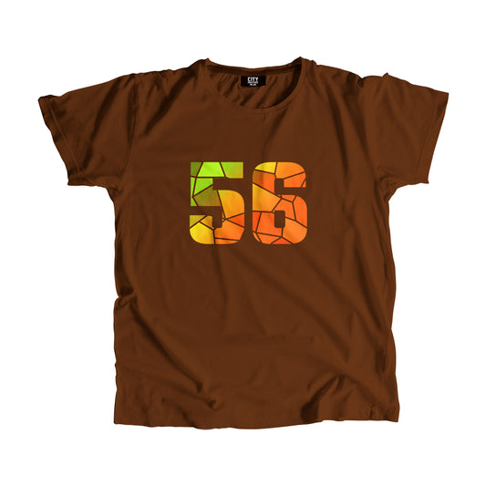 56 Number Men Unisex T-Shirt (Brown)