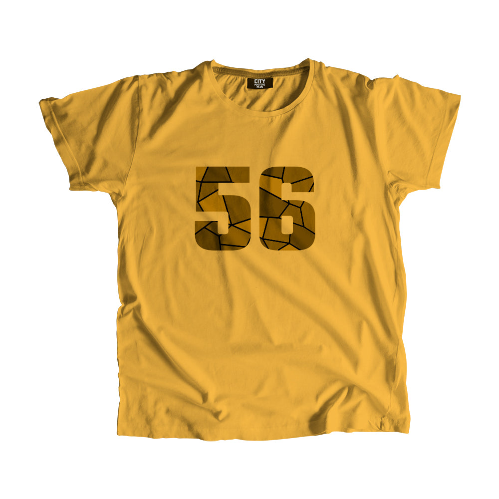 56 Number Men Unisex T-Shirt (Golden Yellow)