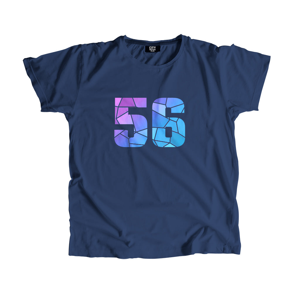 56 Number Men Unisex T-Shirt (Navy Blue)