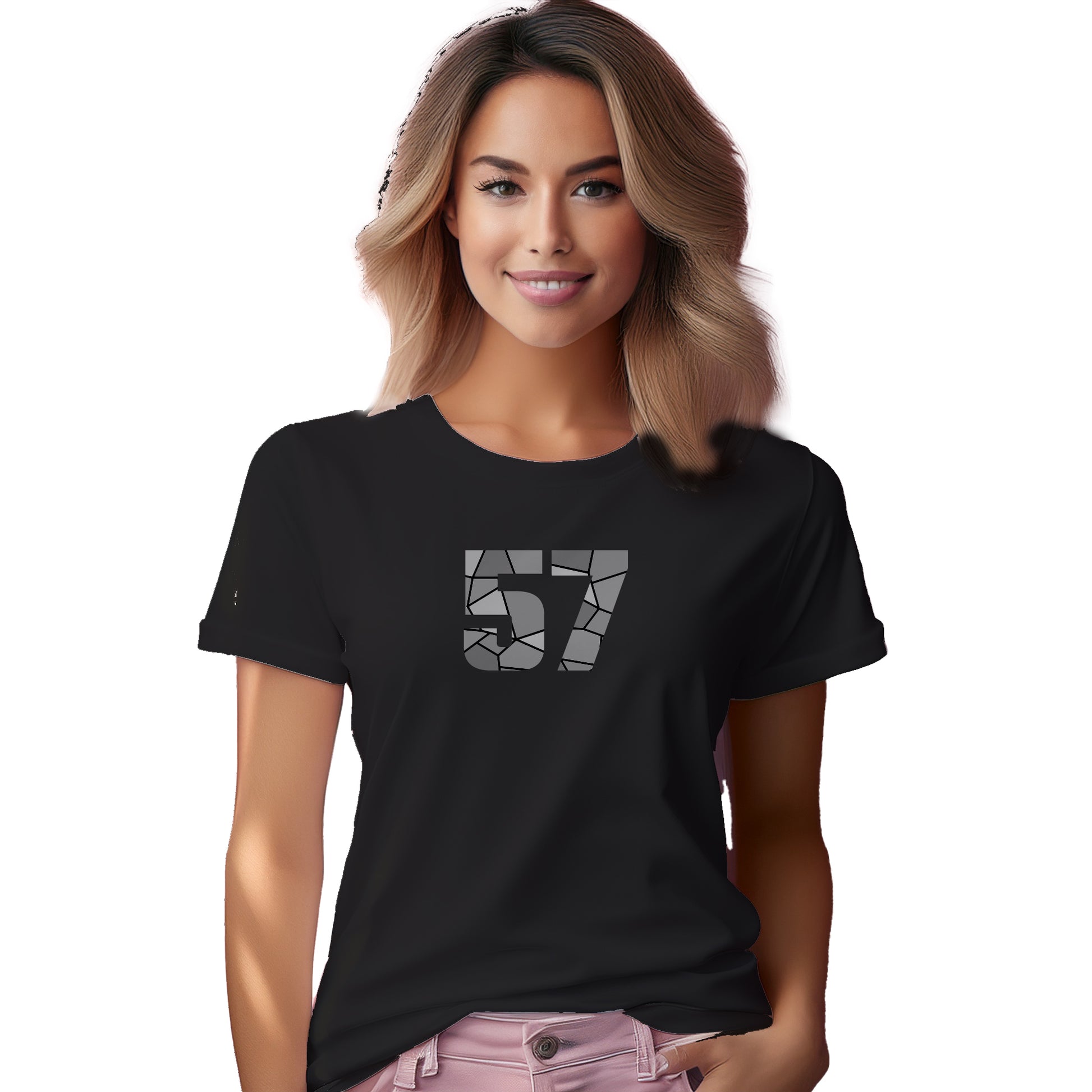 57 Number Women T-Shirt (Black)