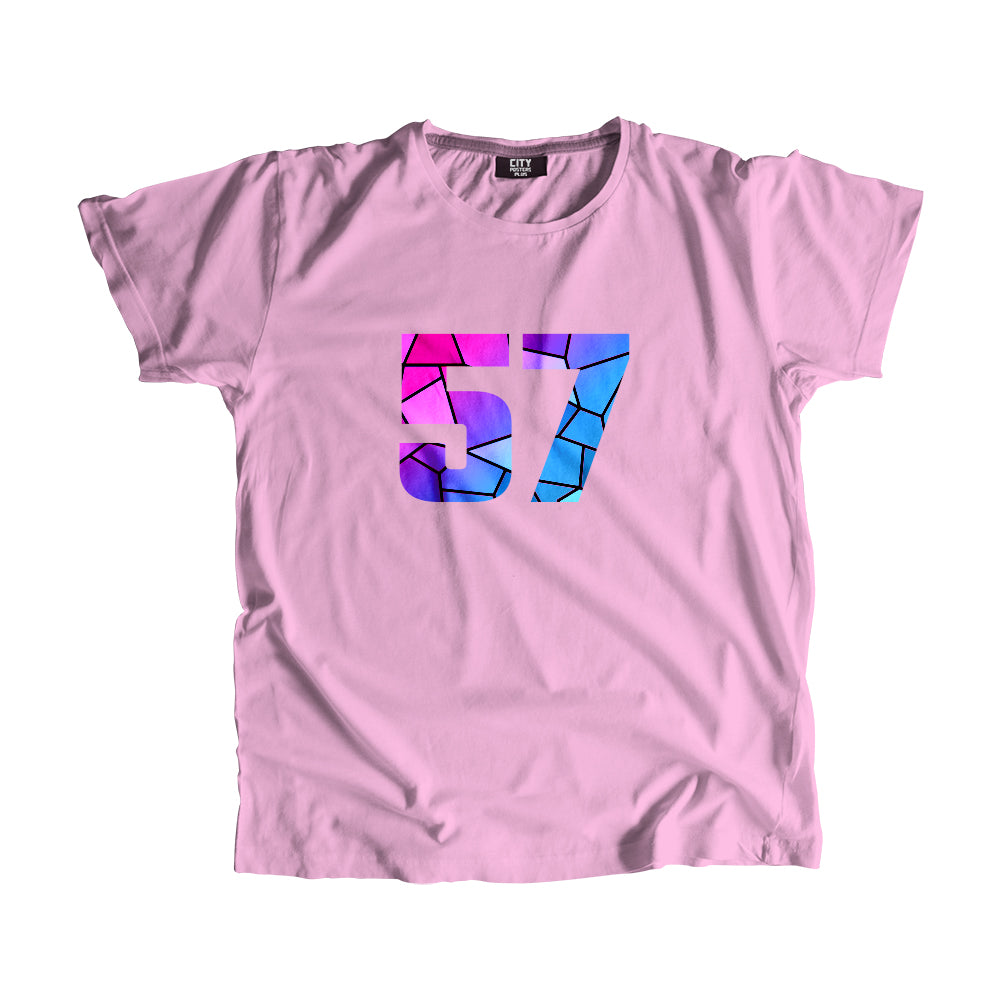 57 Number Men Unisex T-Shirt (Light Pink)