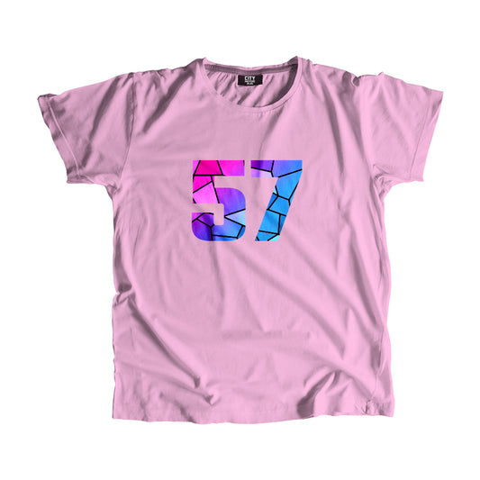 57 Number Men Unisex T-Shirt (Light Pink)