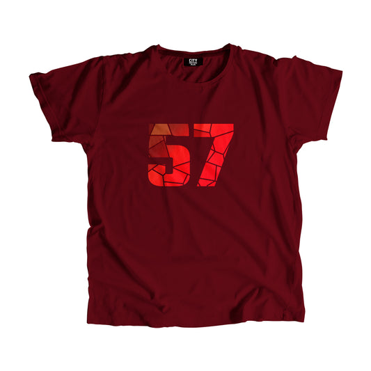 57 Number Men Unisex T-Shirt (Maroon)
