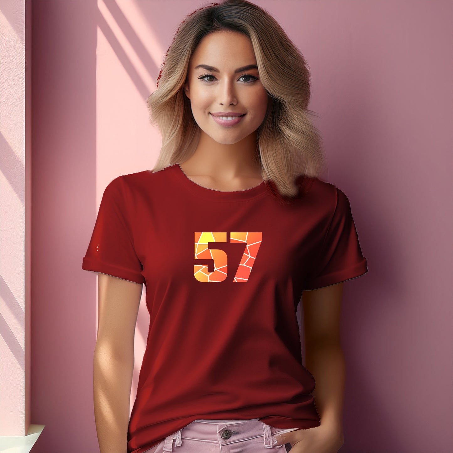 57 Number Women T-Shirt (Red)
