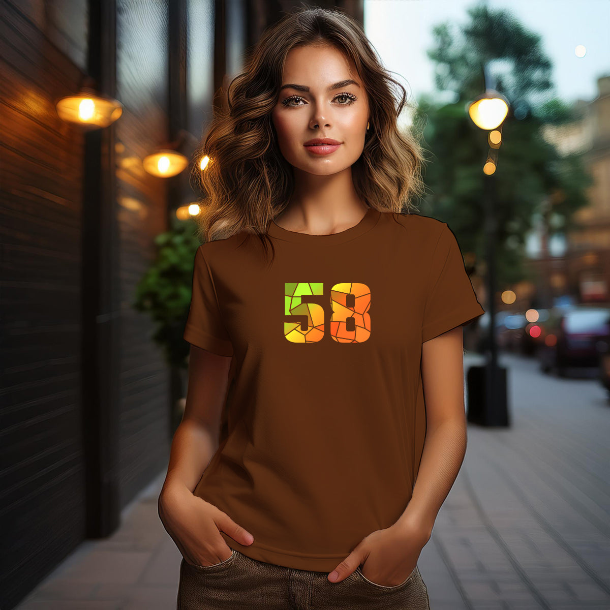 58 Number Women T-Shirt (Brown)