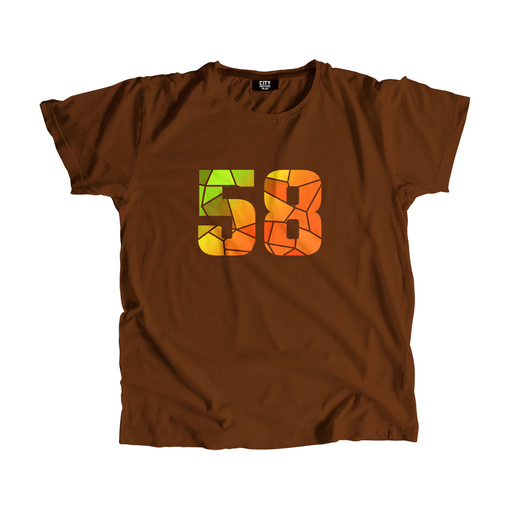58 Number Men Unisex T-Shirt (Brown)
