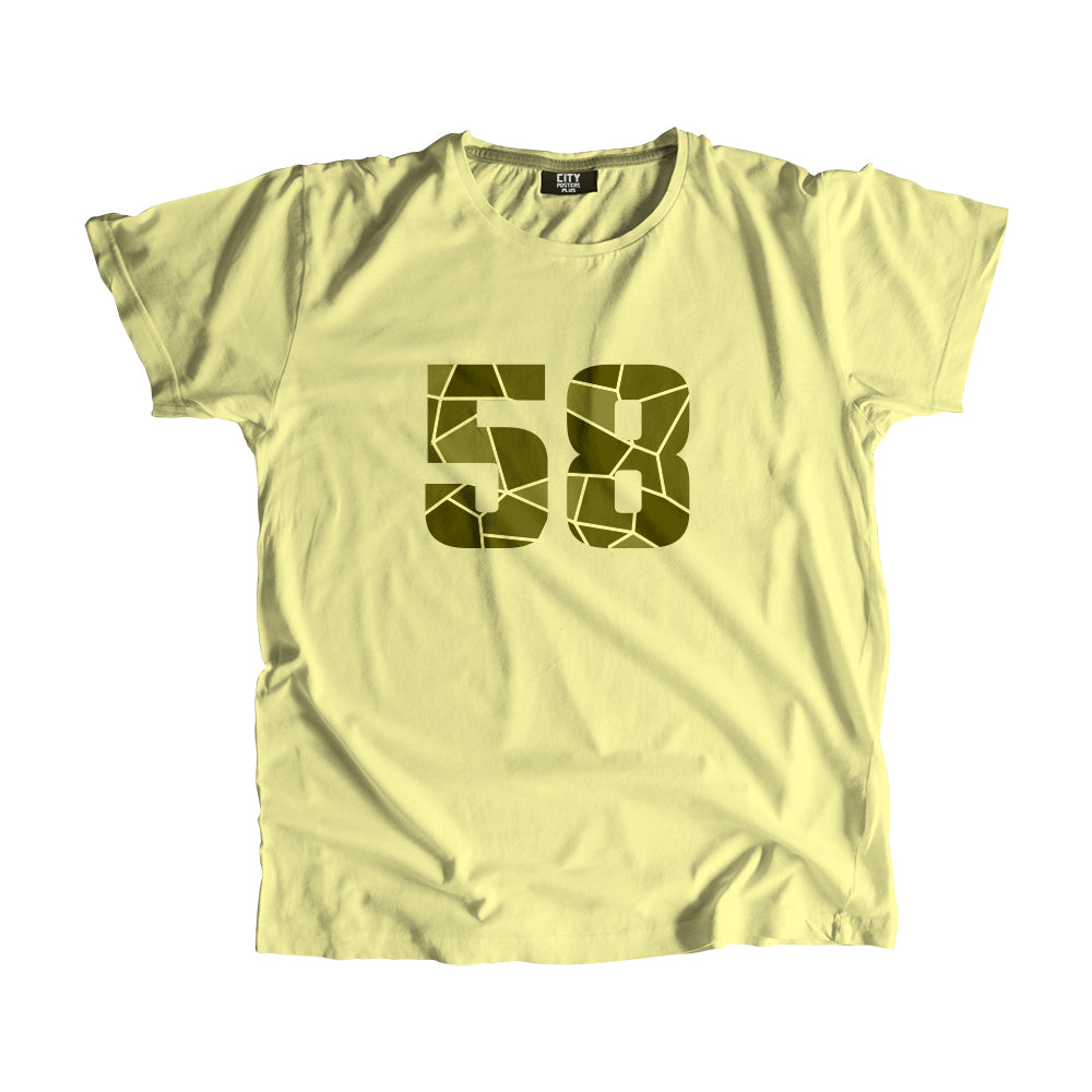 58 Number Men Unisex T-Shirt (Butter Yellow)