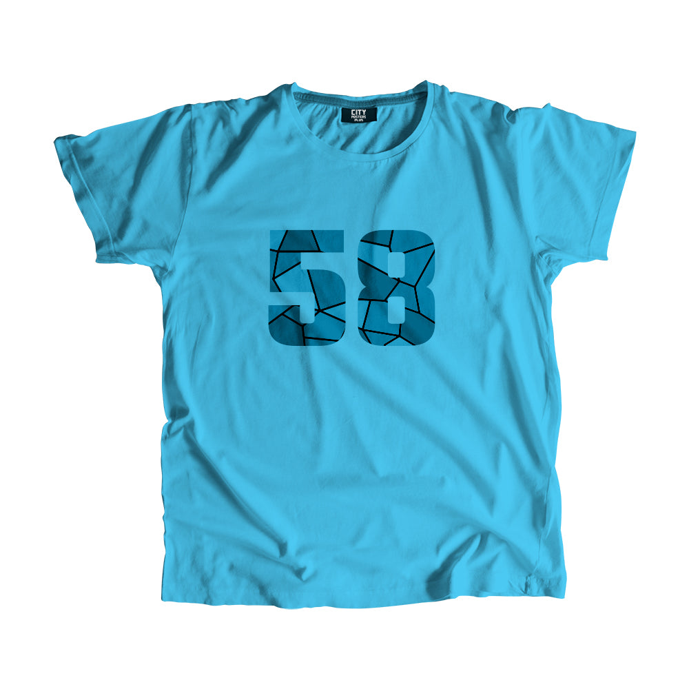 58 Number Men Unisex T-Shirt (Sky Blue)