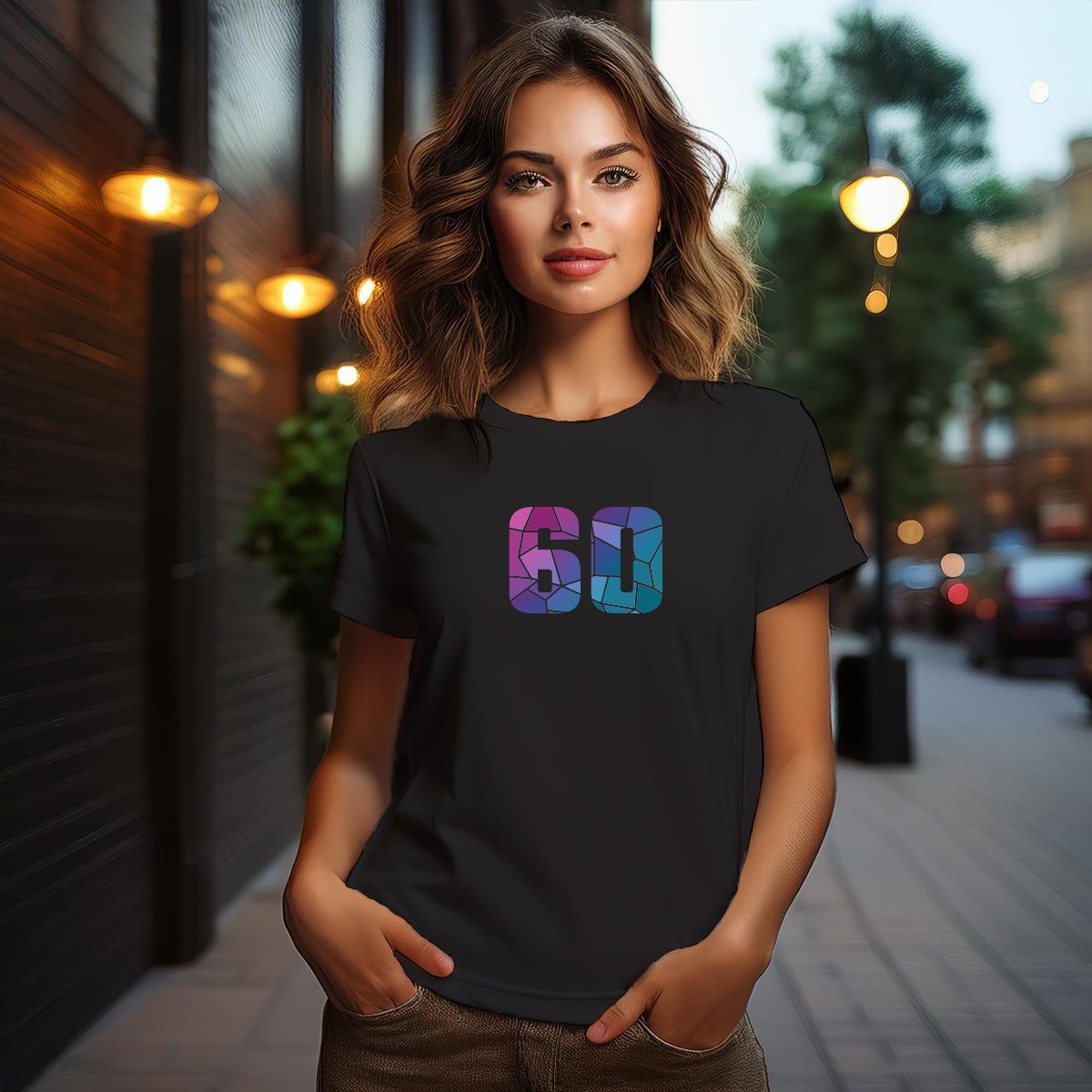 60 Number Women T-Shirt (Black)