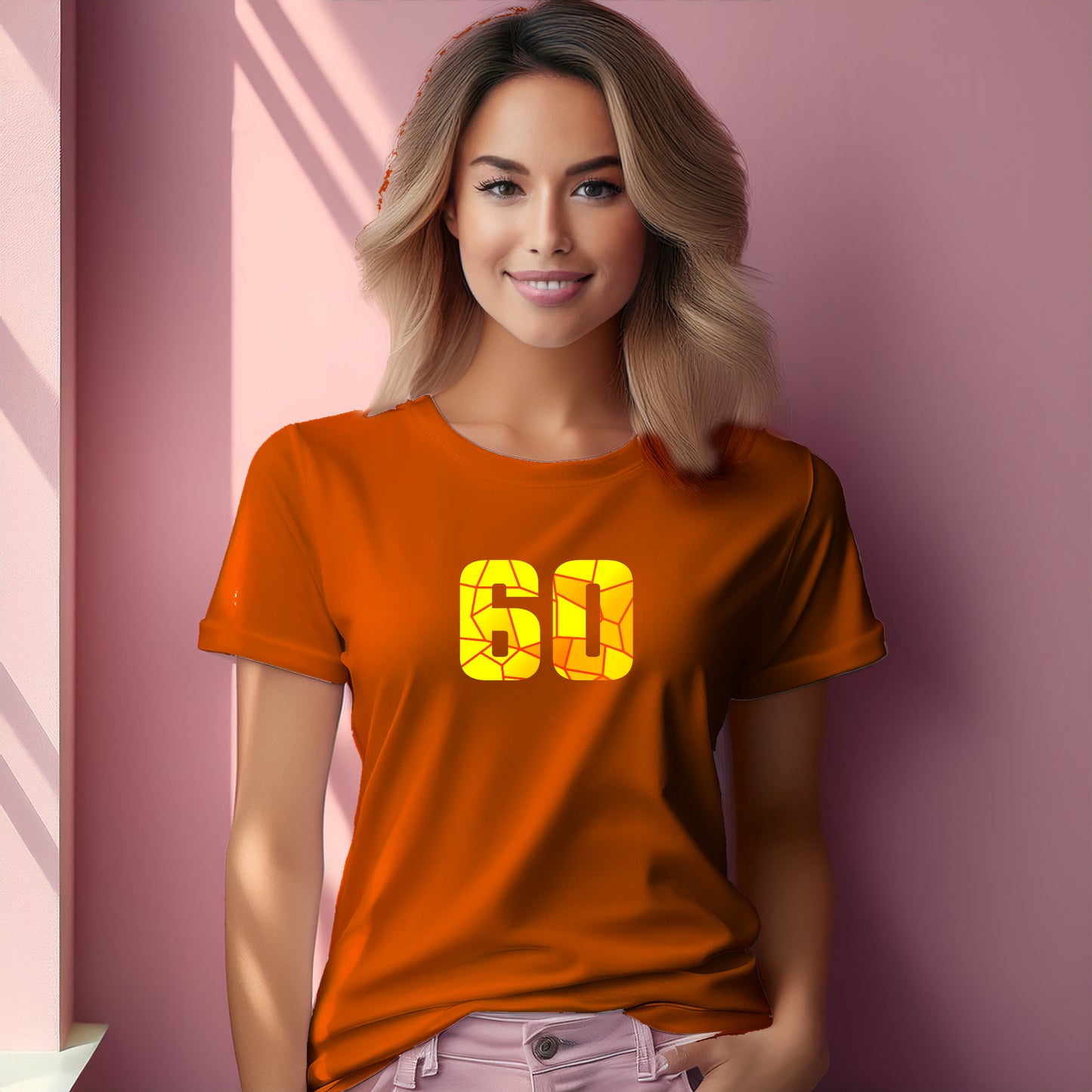 60 Number Women T-Shirt (Orange)