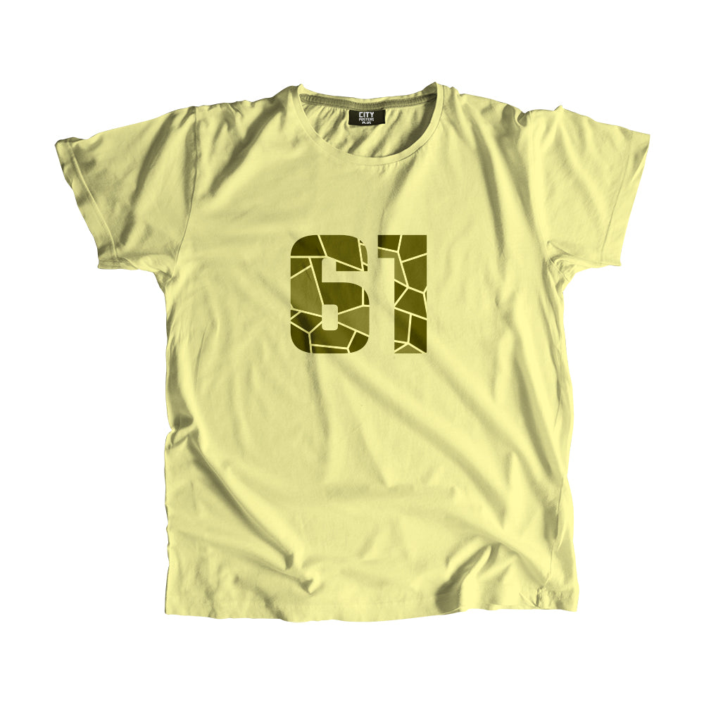 61 Number Men Unisex T-Shirt (Butter Yellow)