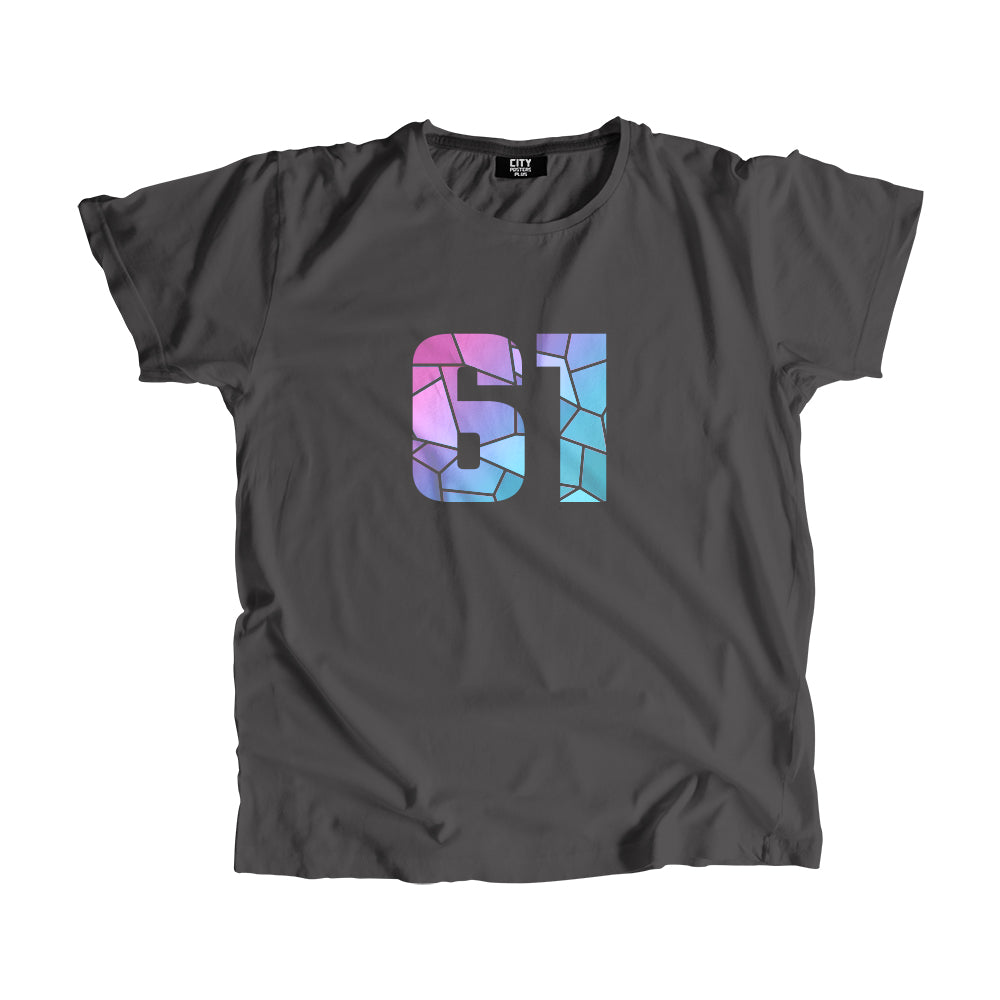 61 Number Men Unisex T-Shirt (Charcoal Grey)