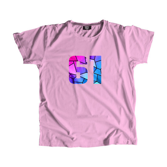 61 Number Men Unisex T-Shirt (Light Pink)