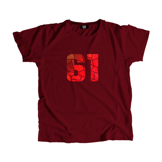 61 Number Men Unisex T-Shirt (Maroon)