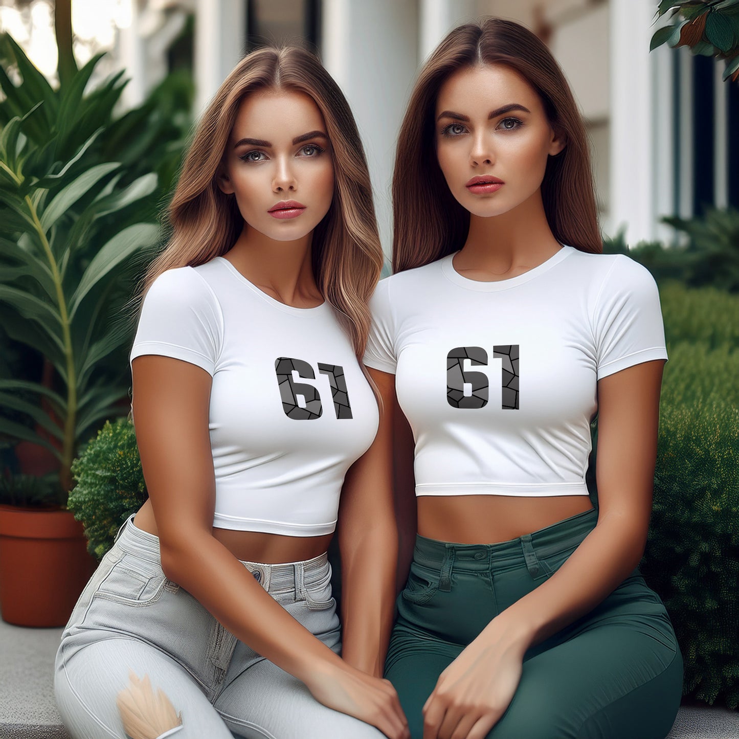 61 Number Women Crop Top (White)
