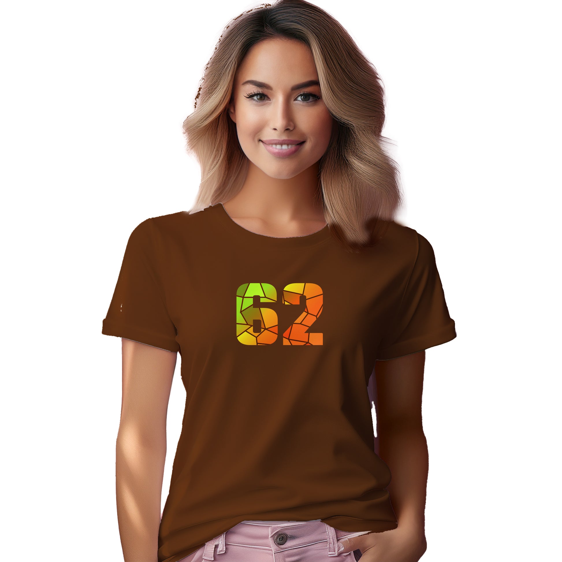 62 Number Women T-Shirt (Brown)