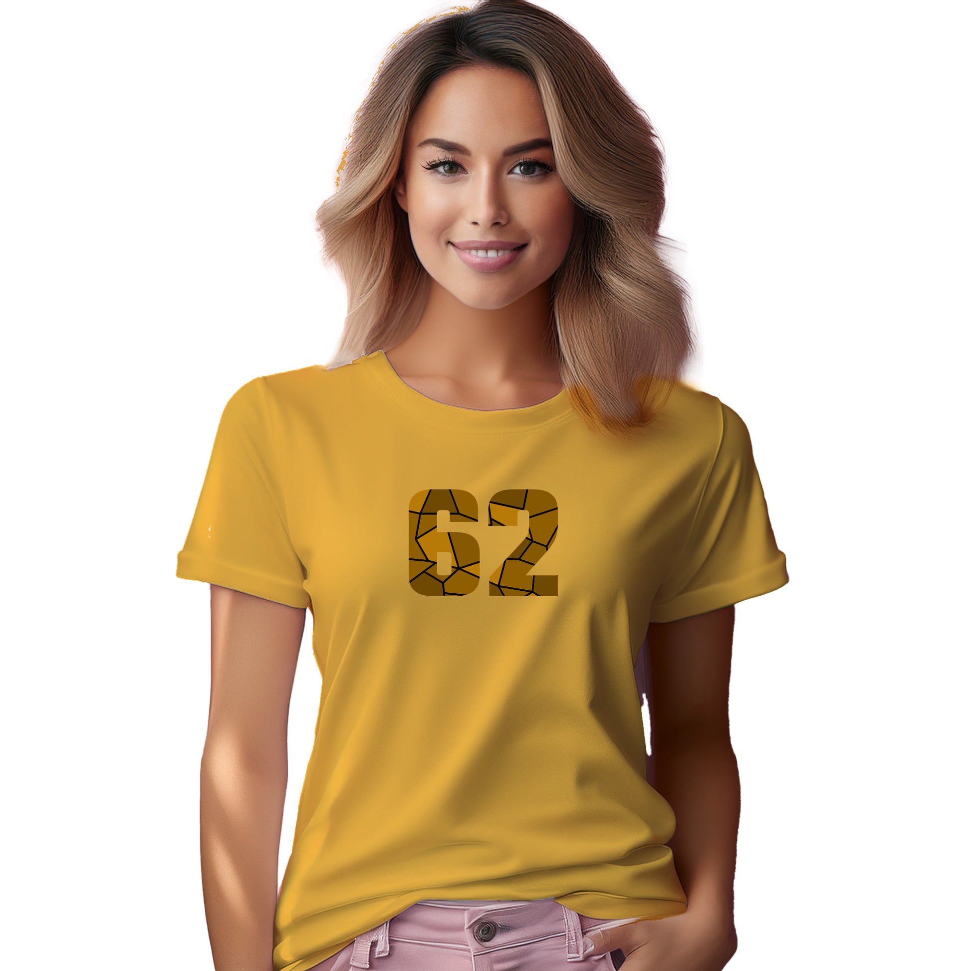 62 Number Women T-Shirt (Golden Yellow)