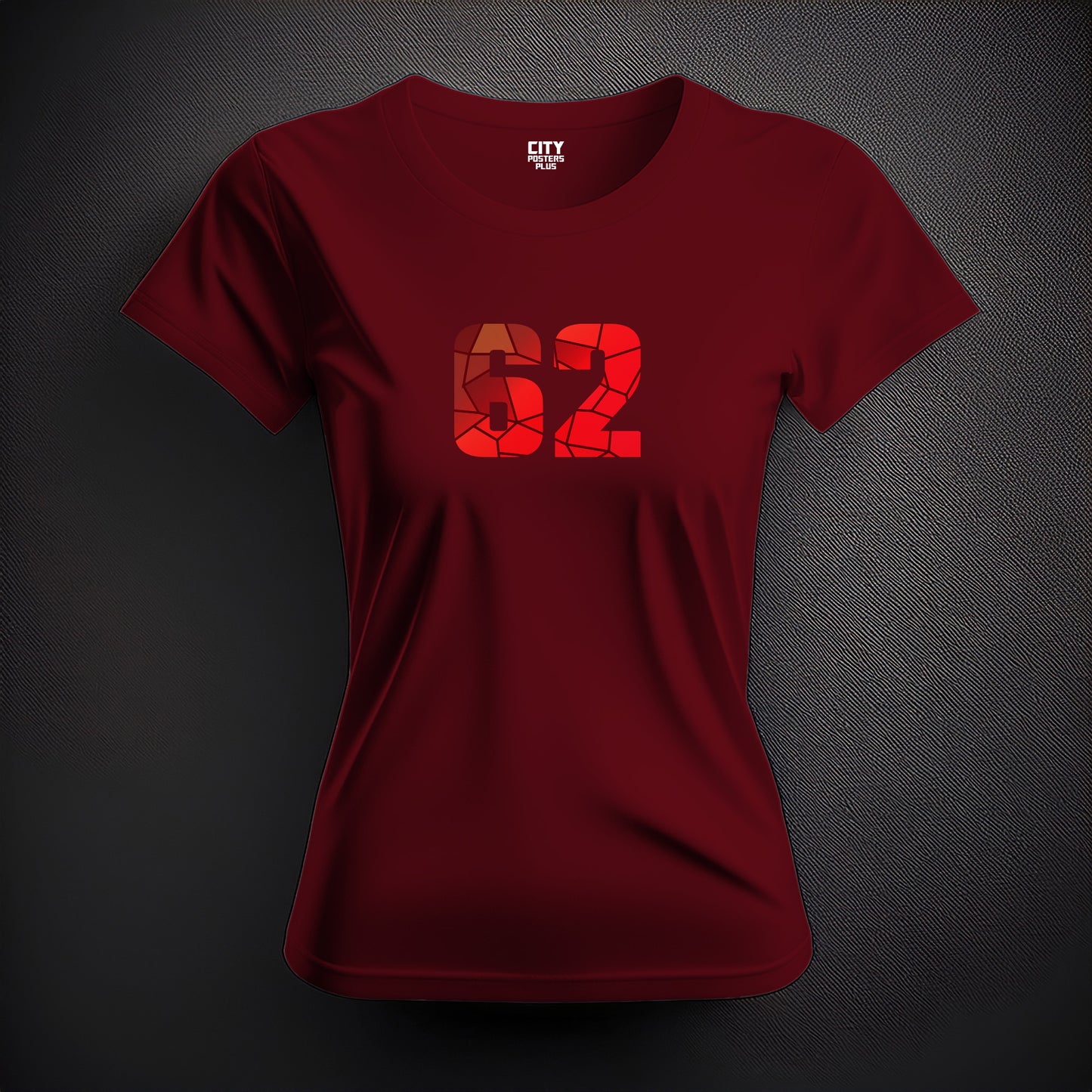 62 Number Women T-Shirt (Maroon)