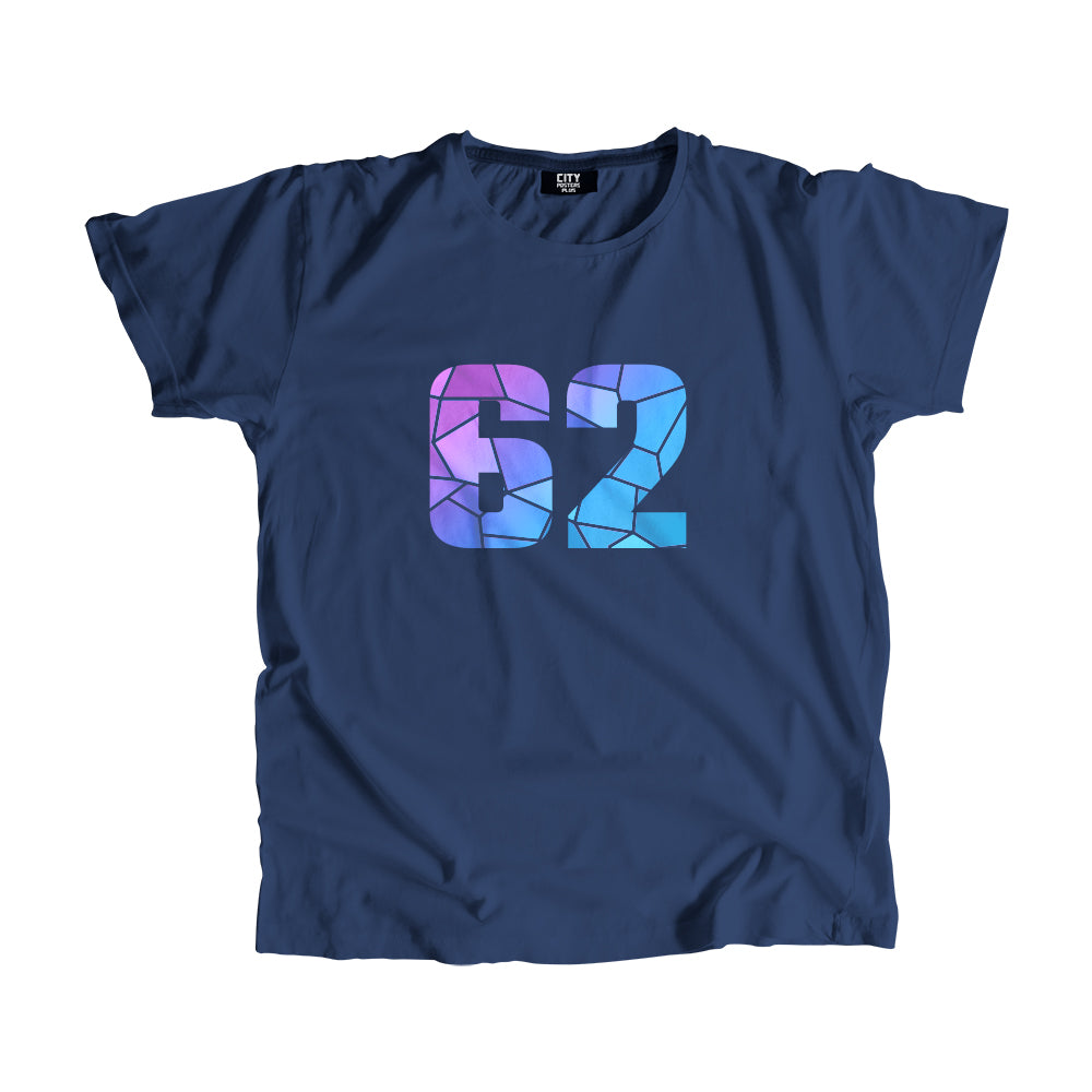 62 Number Men Unisex T-Shirt (Navy Blue)