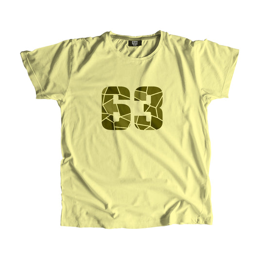 63 Number Men Unisex T-Shirt (Butter Yellow)