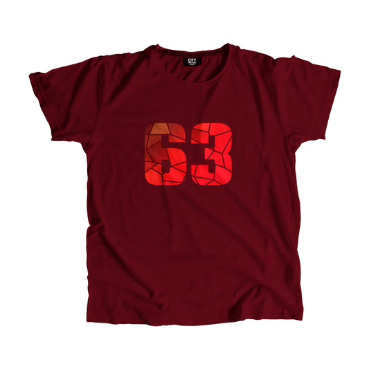 63 Number Men Unisex T-Shirt (Maroon)
