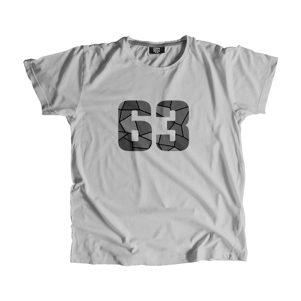 63 Number Men Unisex T-Shirt (Melange Grey)