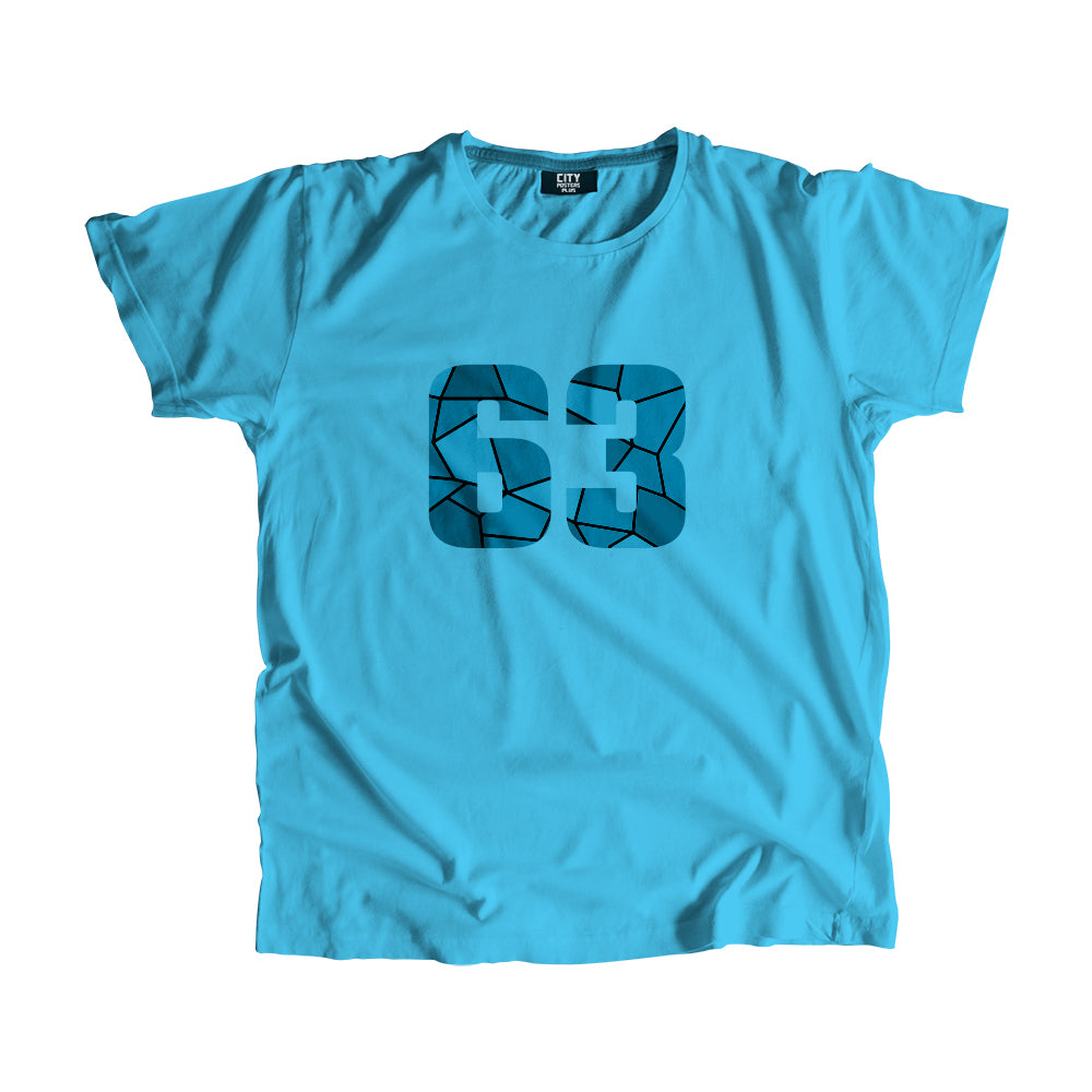 63 Number Men Unisex T-Shirt (Sky Blue)