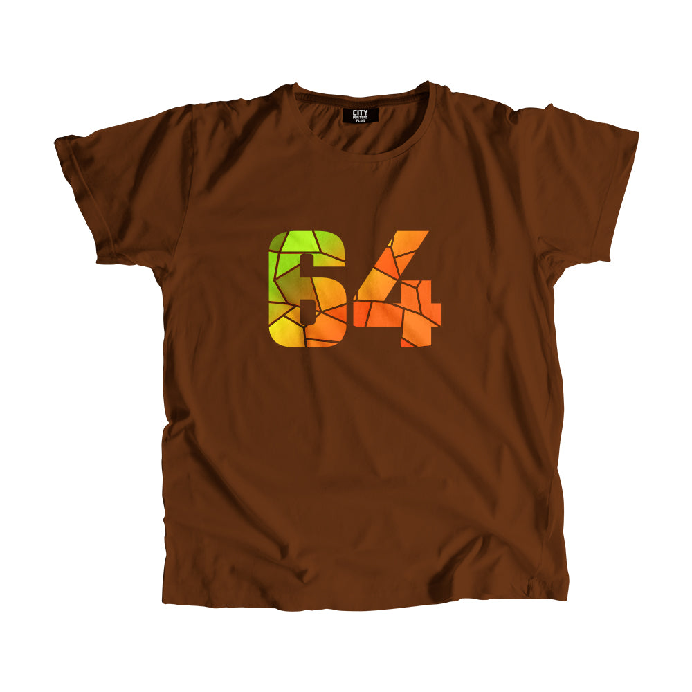 64 Number Men Unisex T-Shirt (Brown)