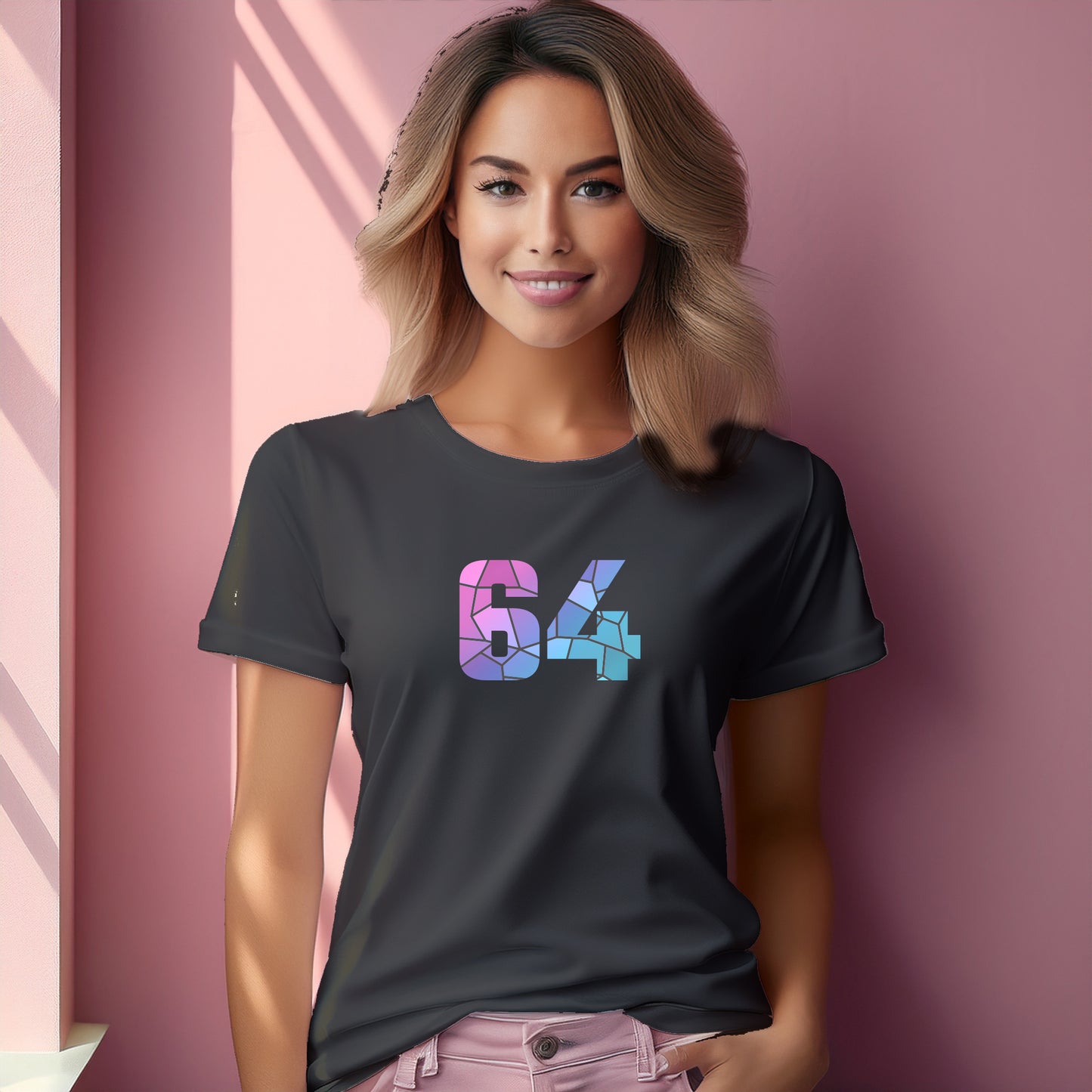 64 Number Women T-Shirt (Charcoal Grey)