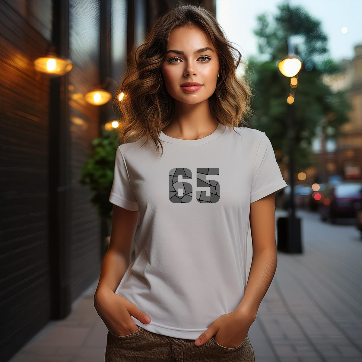 65 Number Women T-Shirt (Melange Grey)