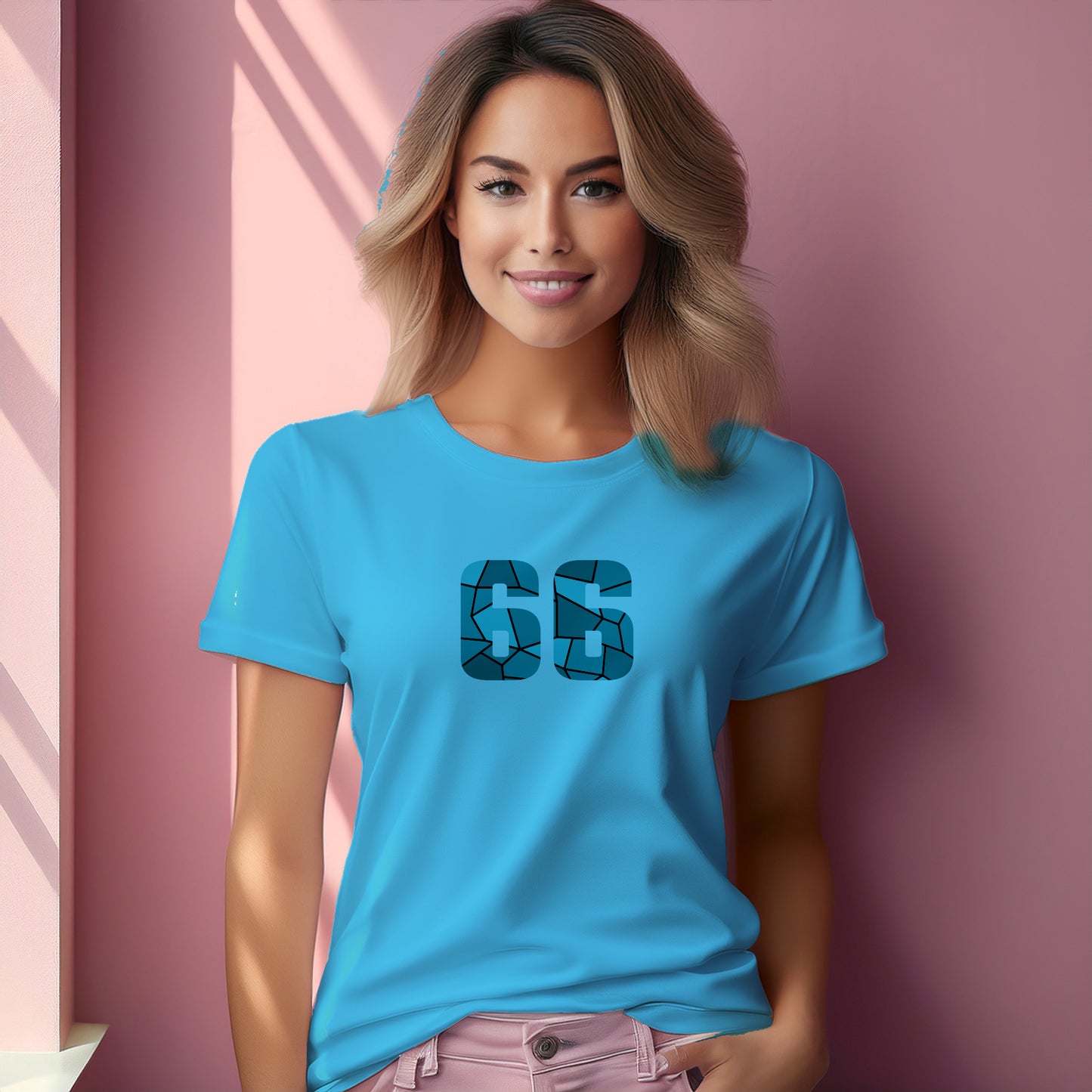 66 Number Women T-Shirt (Sky Blue)