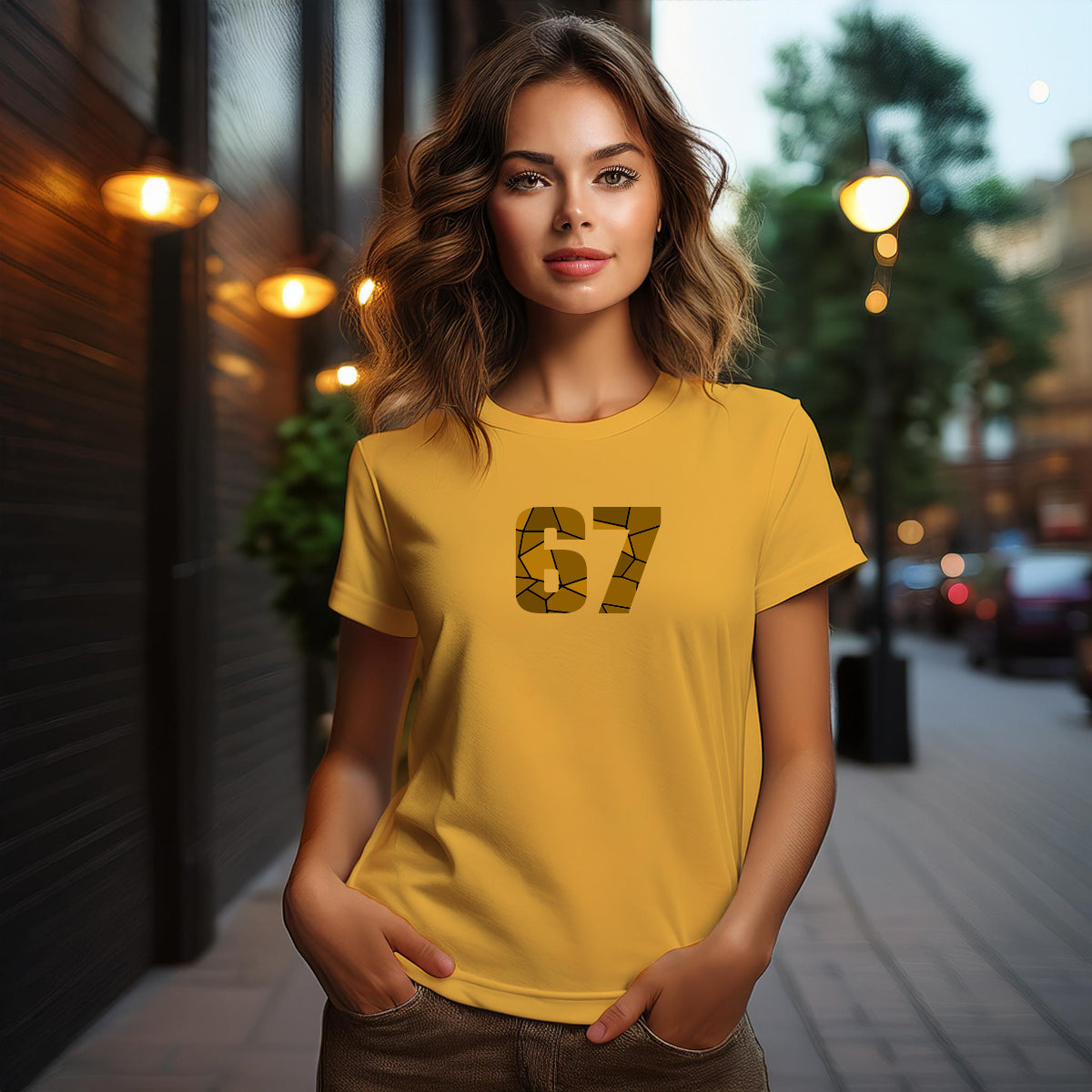 67 Number Women T-Shirt (Golden Yellow)