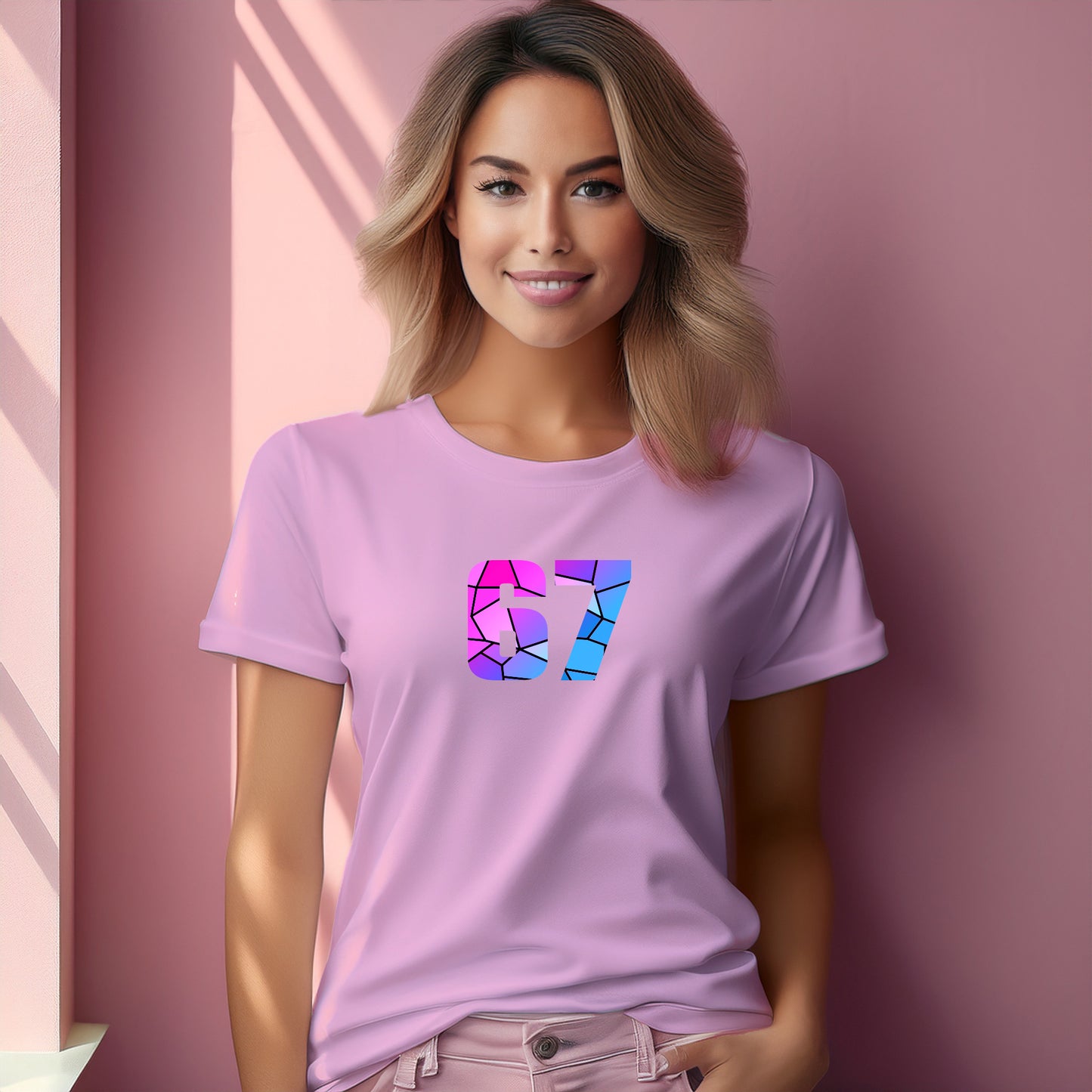 67 Number Women T-Shirt (Light Pink)