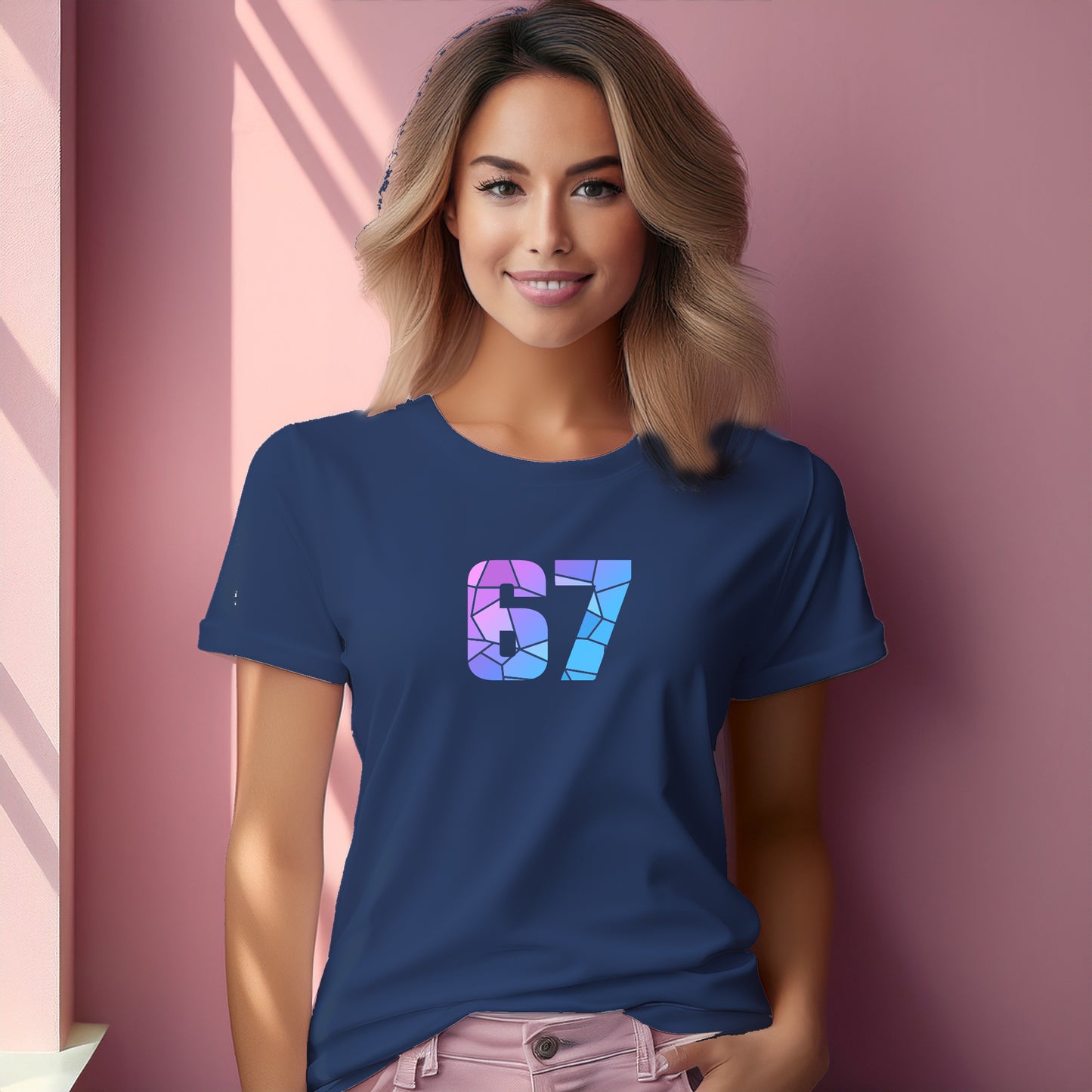 67 Number Women T-Shirt (Navy Blue)