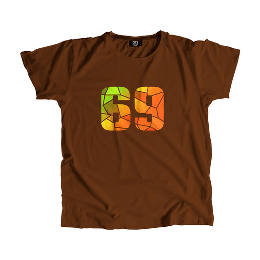 69 Number Men Unisex T-Shirt (Brown)