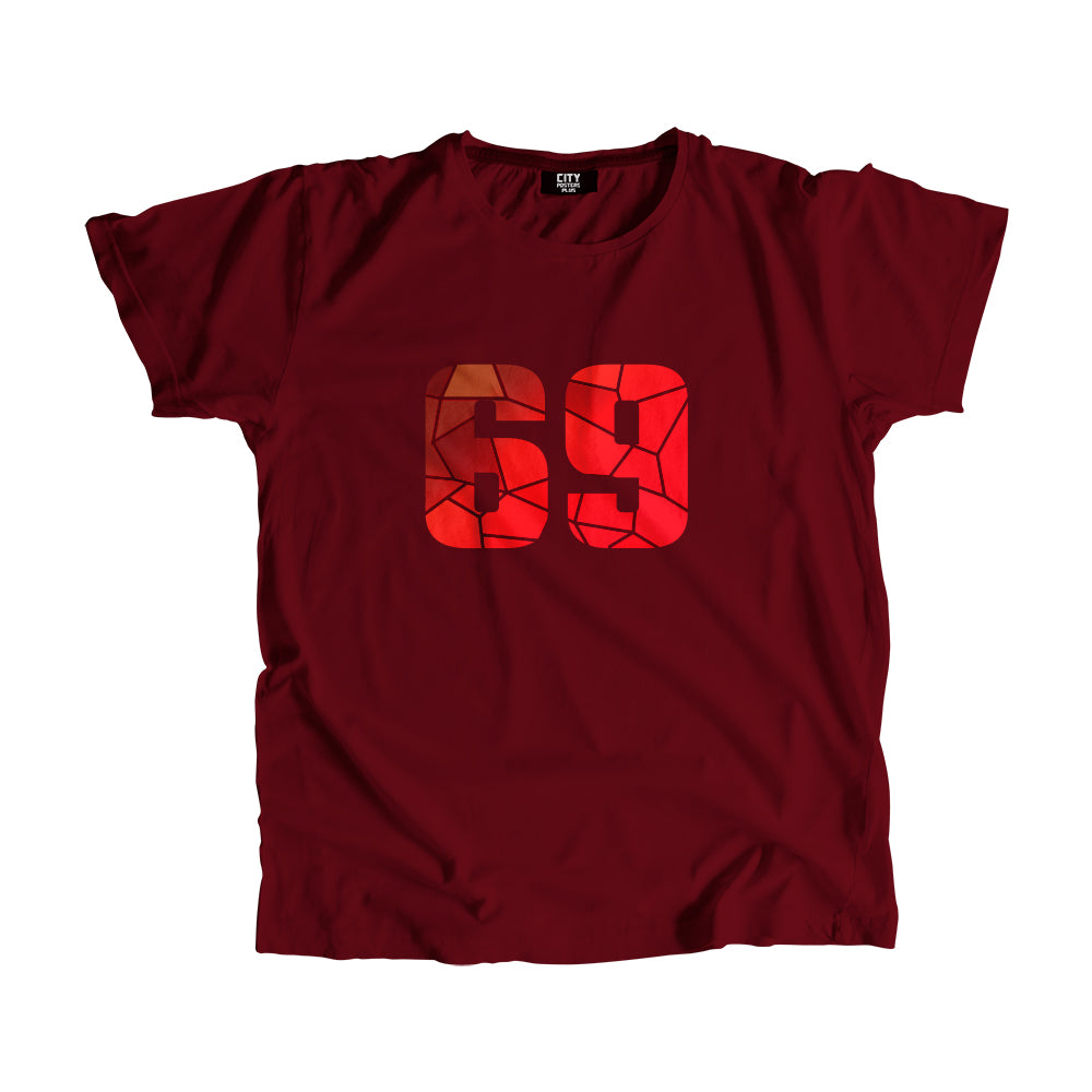 69 Number Men Unisex T-Shirt (Maroon)