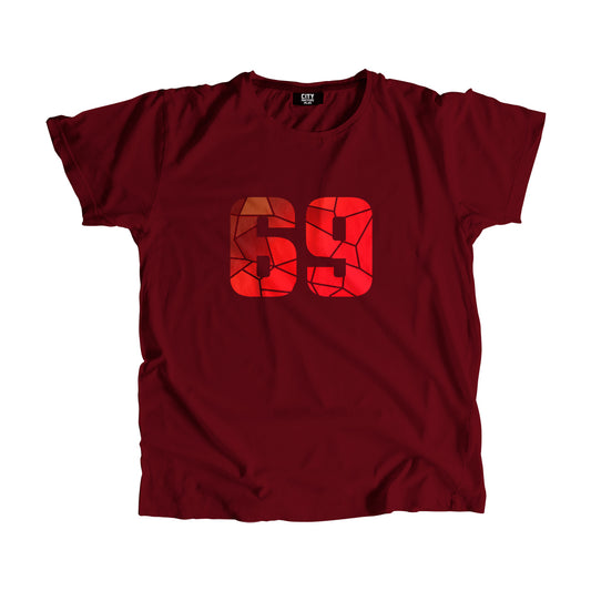 69 Number Men Unisex T-Shirt (Maroon)
