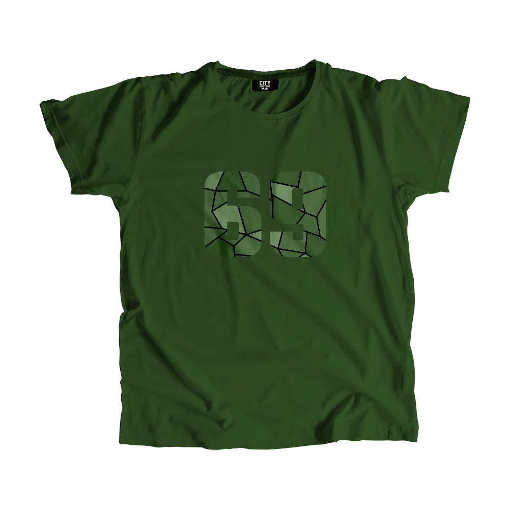 69 Number Men Unisex T-Shirt (Olive Green)