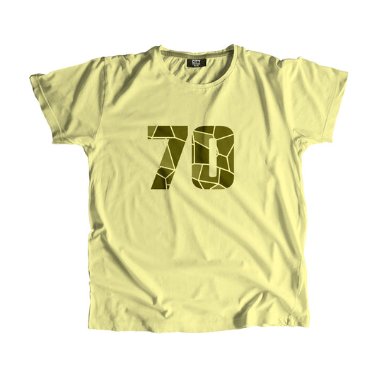 70 Number Men Unisex T-Shirt (Butter Yellow)