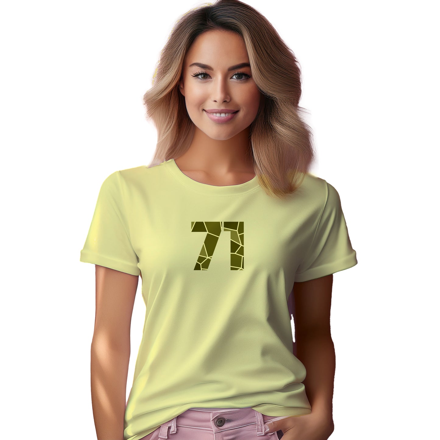 71 Number Women T-Shirt (Butter Yellow)