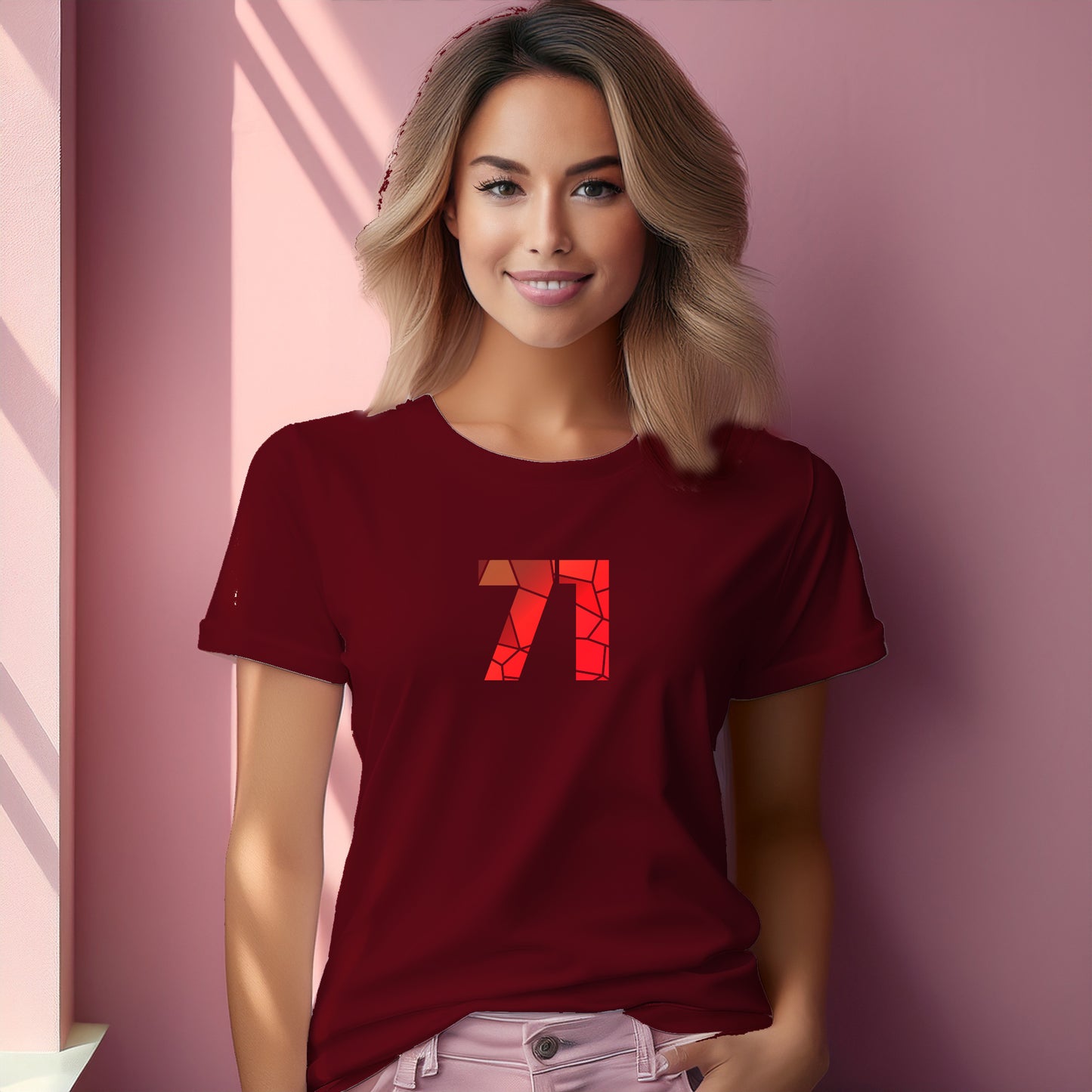 71 Number Women T-Shirt (Maroon)