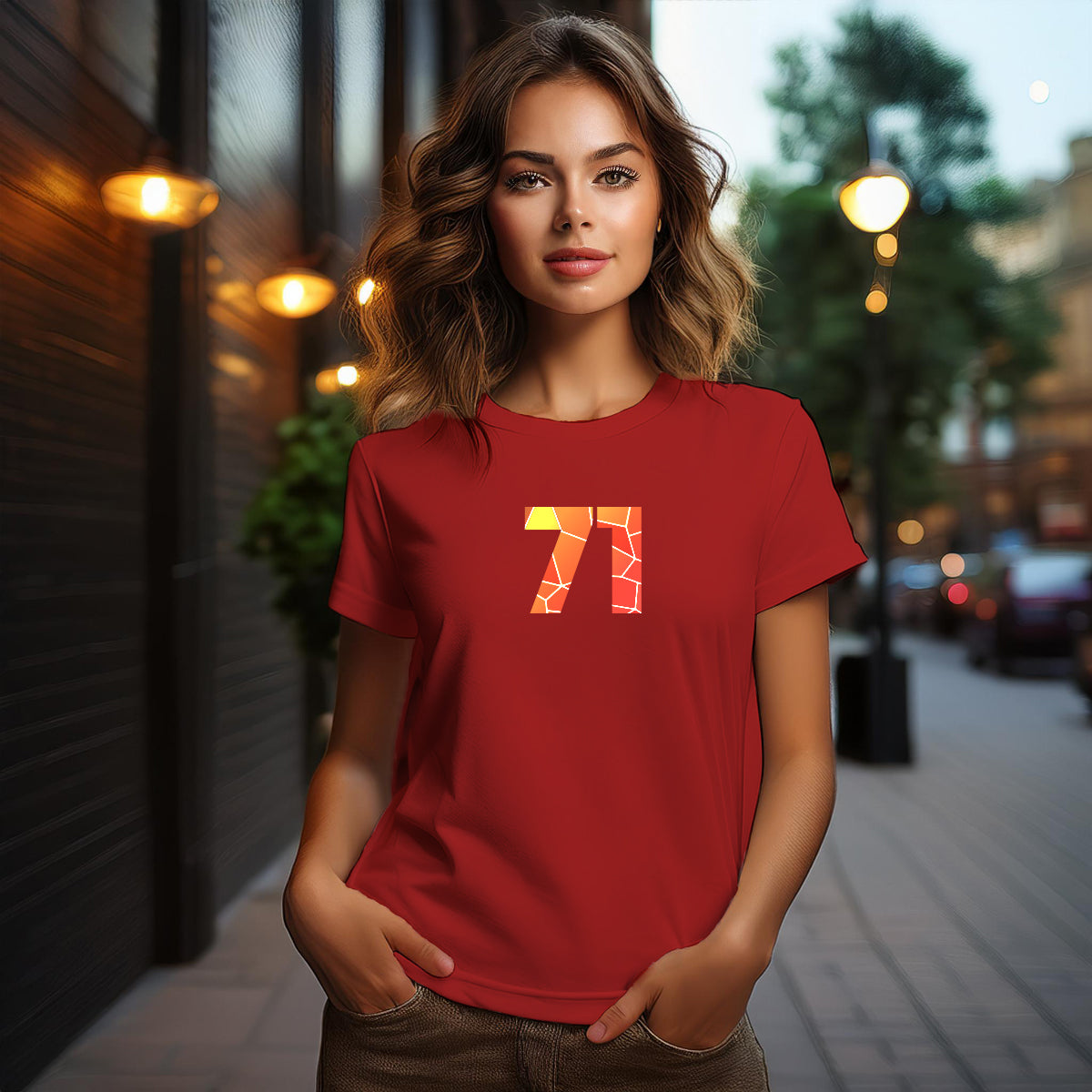 71 Number Women T-Shirt (Red)