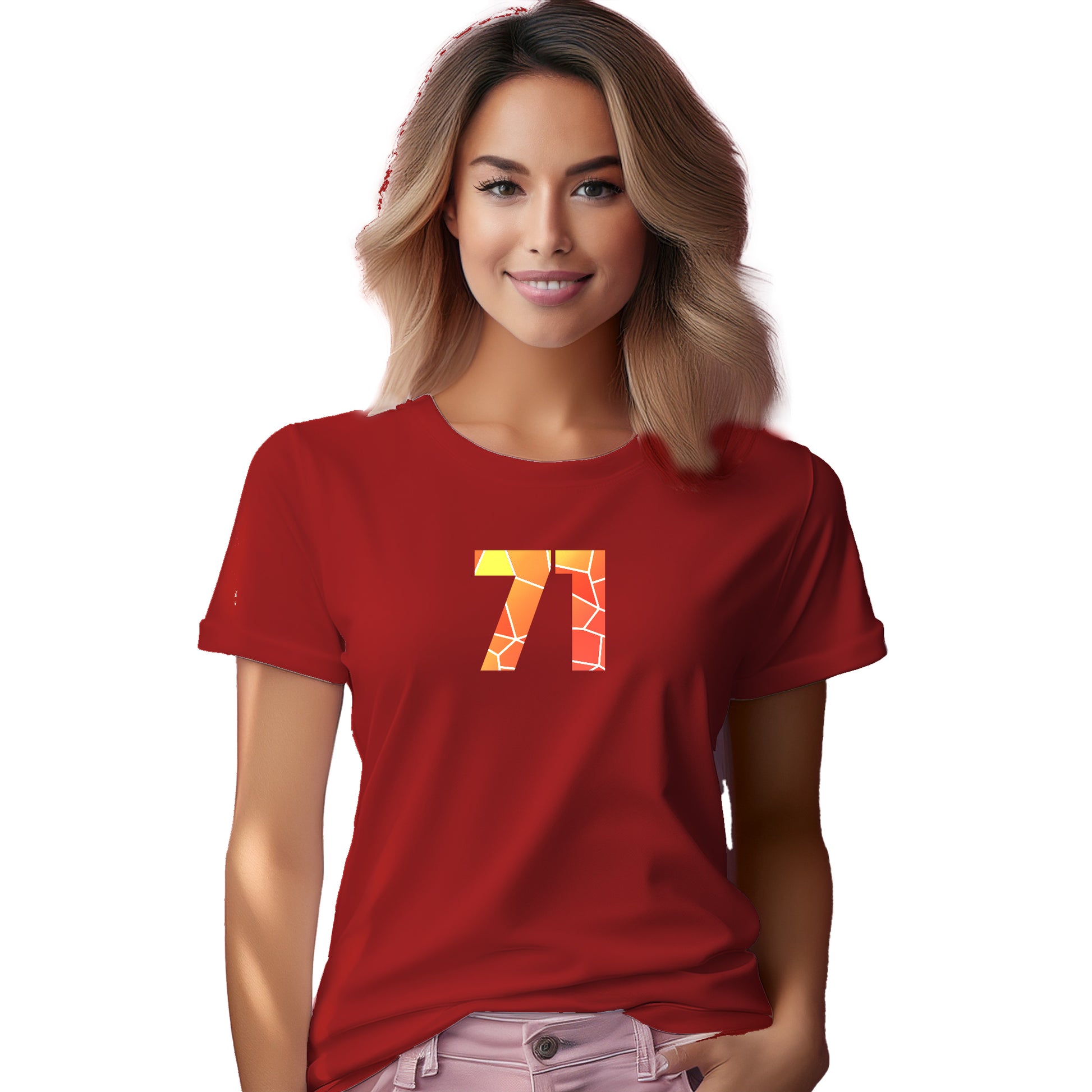 71 Number Women T-Shirt (Red)