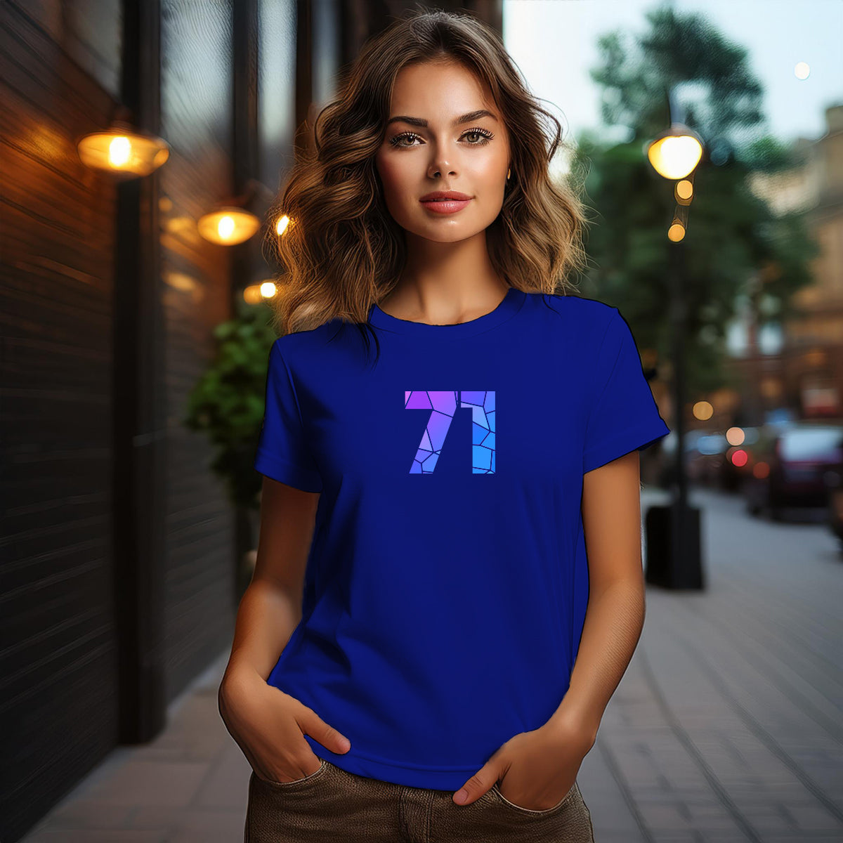 71 Number Women T-Shirt (Royal Blue)